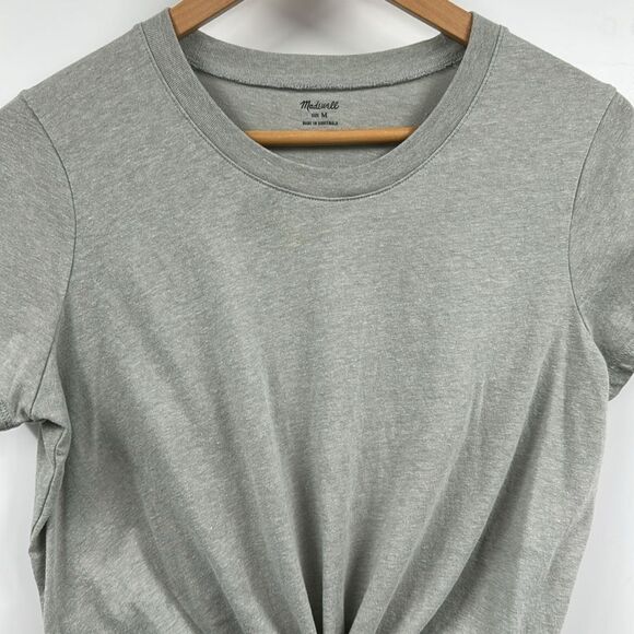 Madewell Knot Front Tee in Gray Medium - Picture 3 of 7